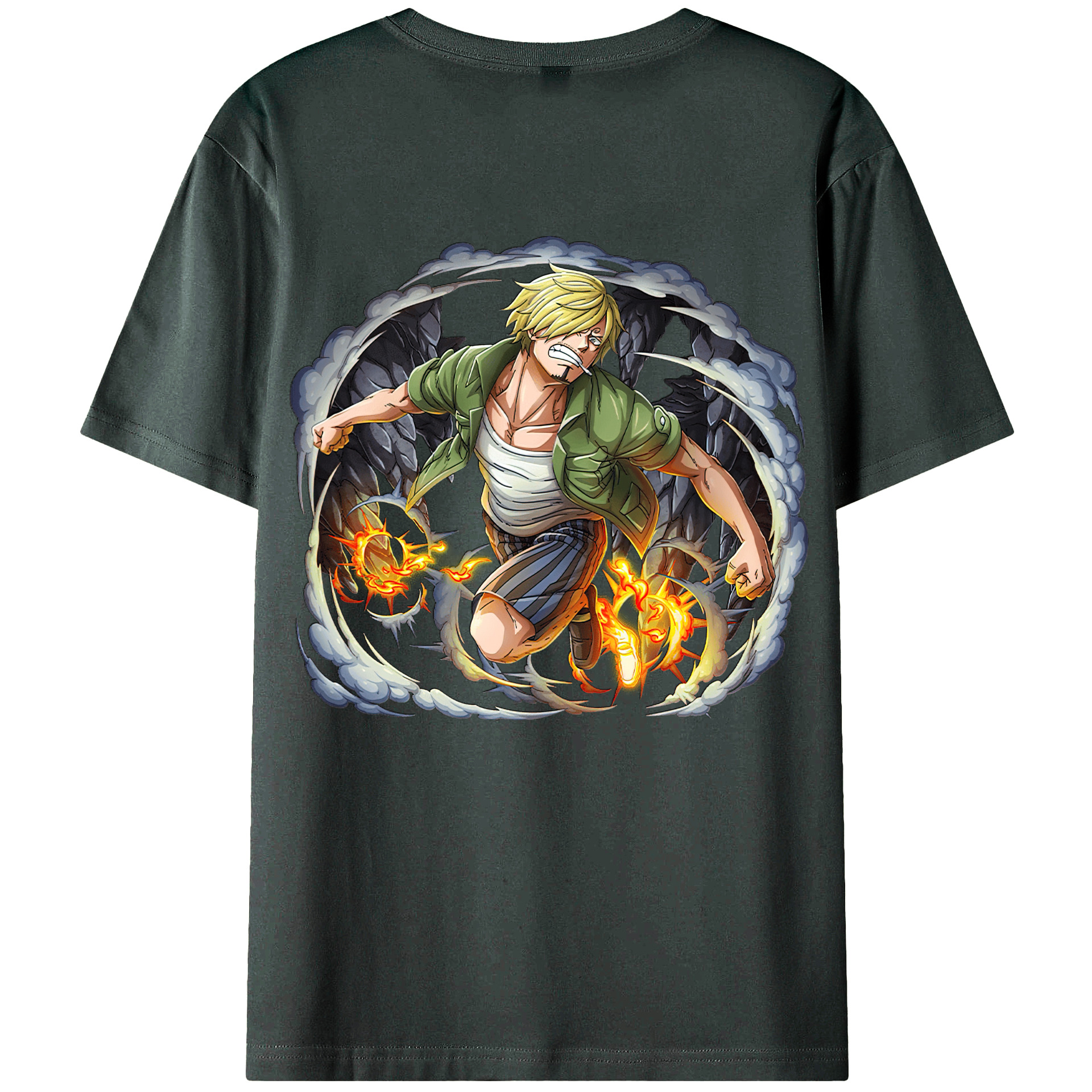 （画像用） ワンピース サンジ ONE PIECE Sanji 綿100％ メンズ半袖Tシャツ（バックプリント） 通気性